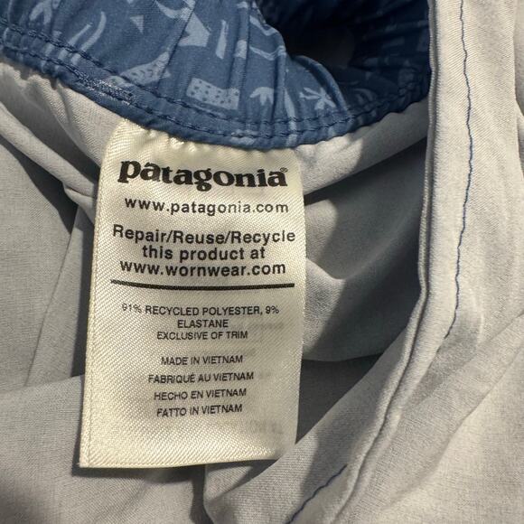 Patagonia Fleetwith Tank Dress Swamp Stamp Pigeon Blue Size Large Summer Dress - Picture 7 of 8